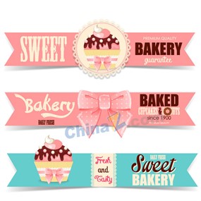 可爱烘培食品banner矢量图